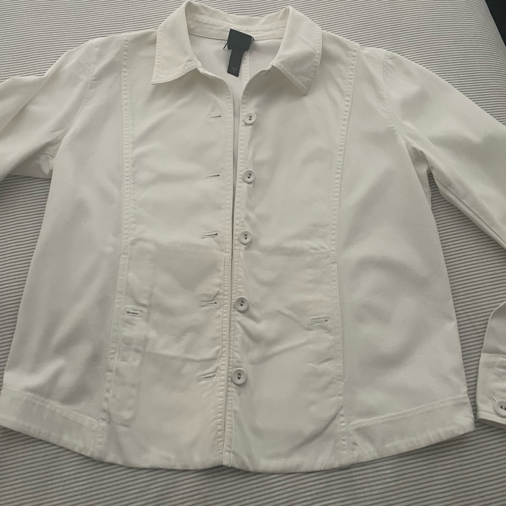 Eileen Fisher White Organic Cotton Canvas Jacket Blazer S EUC - Picture 7 of 16